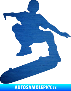 Samolepka Skateboard 004 levá škrábaný kov modrý