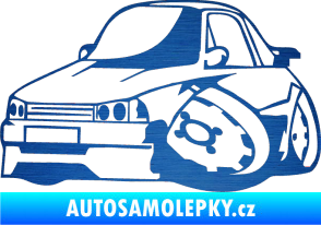 Samolepka Škoda 120 karikatura levá škrábaný kov modrý