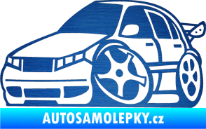 Samolepka Škoda Fabia 001 karikatura levá škrábaný kov modrý