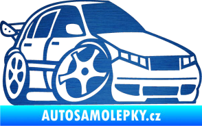 Samolepka Škoda Fabia 001 karikatura pravá škrábaný kov modrý