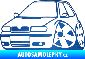Samolepka Škoda Felicia karikatura levá škrábaný kov modrý