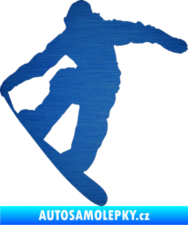 Samolepka Snowboard 019 pravá škrábaný kov modrý