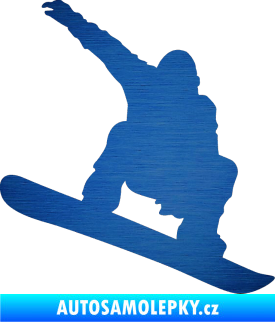 Samolepka Snowboard 021 pravá škrábaný kov modrý