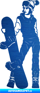 Samolepka Snowboard 037 levá škrábaný kov modrý