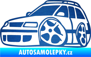 Samolepka VW Passat b6 karikatura levá škrábaný kov modrý