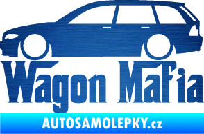 Samolepka Wagon Mafia 002 nápis s autem škrábaný kov modrý