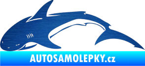 Samolepka Žralok 007 levá škrábaný kov modrý