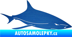Samolepka Žralok 008 pravá škrábaný kov modrý