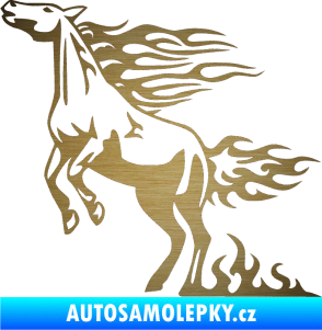 Samolepka Animal flames 001 levá kůň škrábaný kov zlatý
