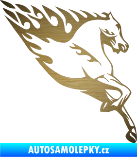 Samolepka Animal flames 002 pravá kůň škrábaný kov zlatý