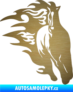 Samolepka Animal flames 007 pravá kůň škrábaný kov zlatý