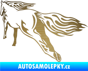 Samolepka Animal flames 009 levá kůň škrábaný kov zlatý