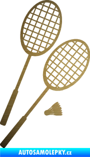 Samolepka Badminton rakety pravá škrábaný kov zlatý