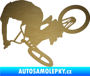 Samolepka Biker 001 levá škrábaný kov zlatý