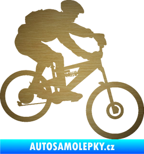 Samolepka Cyklista 009 pravá horské kolo škrábaný kov zlatý