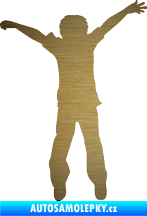 Samolepka Děti silueta 008 pravá kluk skáče škrábaný kov zlatý