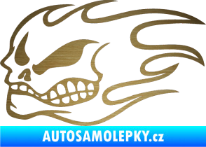 Samolepka Head - lebka - levá škrábaný kov zlatý