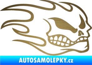 Samolepka Head - lebka- pravá škrábaný kov zlatý