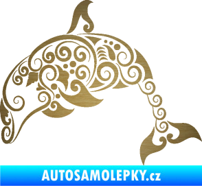 Samolepka Interiér 015 levá delfín škrábaný kov zlatý