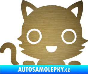 Samolepka Kočka 014 levá kočka v autě škrábaný kov zlatý