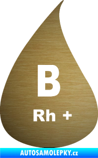 Samolepka Krevní skupina B Rh+ kapka škrábaný kov zlatý