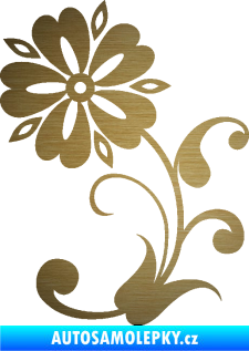Samolepka Květina dekor 001 levá škrábaný kov zlatý