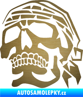 Samolepka Lebka pirát levá škrábaný kov zlatý