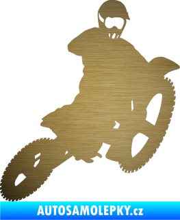 Samolepka Motorka 004 pravá motokros škrábaný kov zlatý