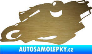 Samolepka Motorka 007 levá silniční motorky škrábaný kov zlatý