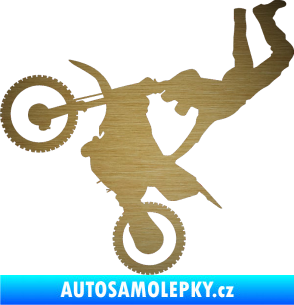 Samolepka Motorka 008 levá motokros freestyle škrábaný kov zlatý