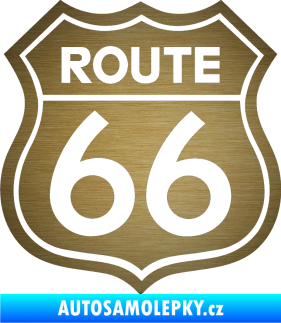 Samolepka Route 66 - jedna barva škrábaný kov zlatý