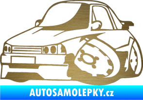 Samolepka Škoda 120 karikatura levá škrábaný kov zlatý