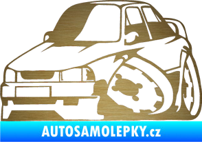 Samolepka Škoda 130 karikatura levá škrábaný kov zlatý