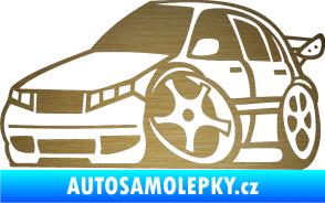 Samolepka Škoda Fabia 001 karikatura levá škrábaný kov zlatý