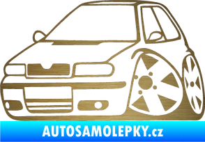 Samolepka Škoda Felicia karikatura levá škrábaný kov zlatý