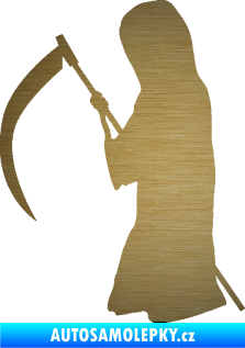 Samolepka Smrtka silueta s kosou levá škrábaný kov zlatý