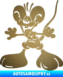 Samolepka Veselý myšák levá škrábaný kov zlatý