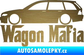 Samolepka Wagon Mafia 002 nápis s autem škrábaný kov zlatý