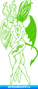 Samolepka Anděl a Démon levá 3D karbon zelený kawasaki