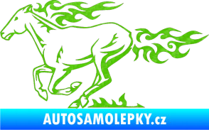 Samolepka Animal flames 004 levá kůň 3D karbon zelený kawasaki