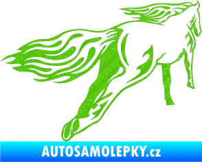 Samolepka Animal flames 009 pravá kůň 3D karbon zelený kawasaki