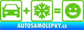 Samolepka Auto + sníh = veselý smajlík 3D karbon zelený kawasaki