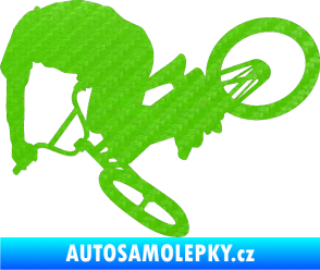 Samolepka Biker 001 levá 3D karbon zelený kawasaki