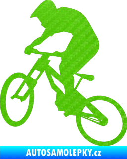 Samolepka Biker 002 levá 3D karbon zelený kawasaki