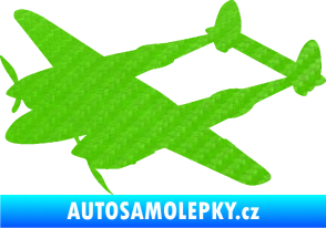 Samolepka Bombardovací letoun Lockheed  P38 lighting levá 3D karbon zelený kawasaki