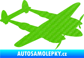 Samolepka Bombardovací letoun Lockheed  P38 lighting pravá 3D karbon zelený kawasaki