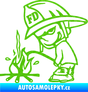 Samolepka Boy čůrá 004 hasič levá 3D karbon zelený kawasaki