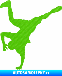 Samolepka Breakdance 001 levá 3D karbon zelený kawasaki