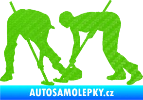 Samolepka Curling team 002 levá 3D karbon zelený kawasaki
