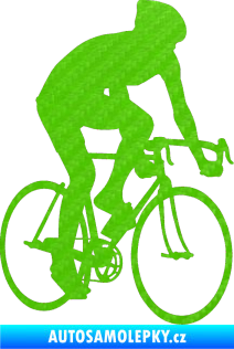 Samolepka Cyklista 001 pravá 3D karbon zelený kawasaki
